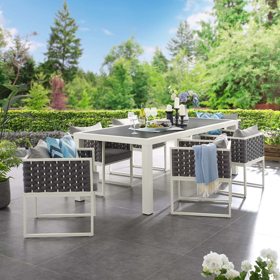 Stance 7 Piece Outdoor Patio Aluminum Dining Set.
