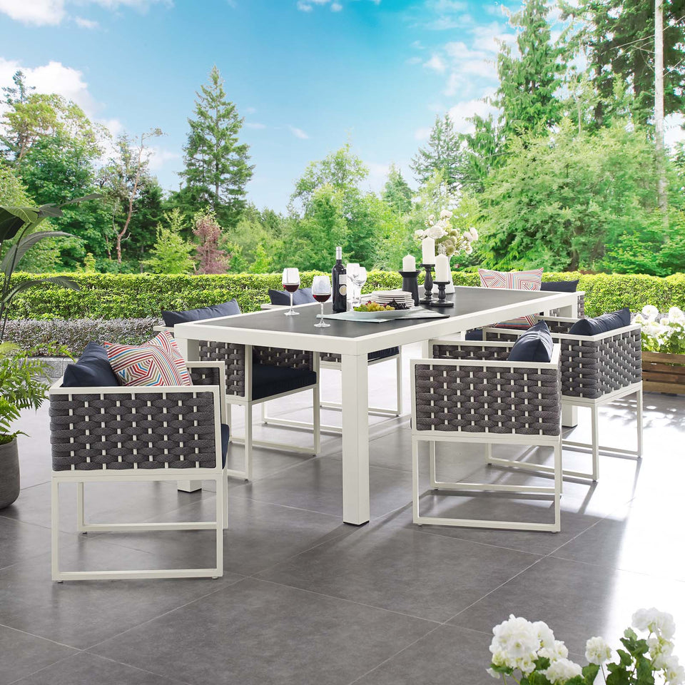 Stance 7 Piece Outdoor Patio Aluminum Dining Set.