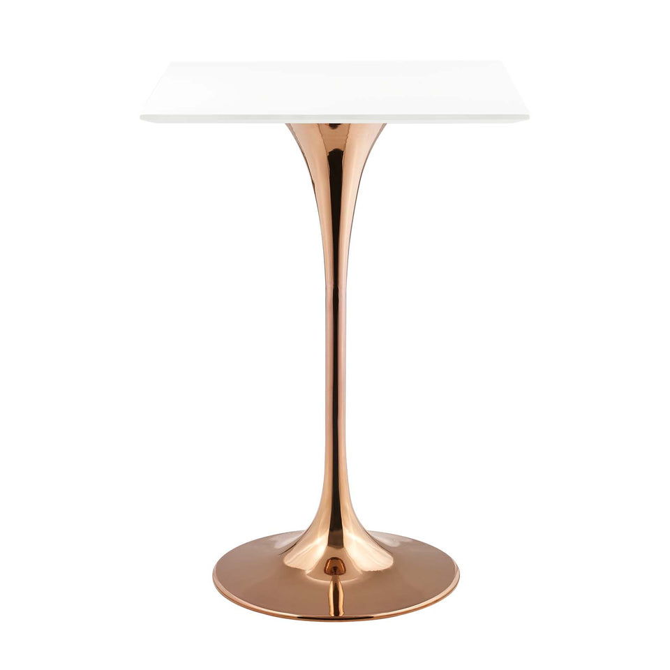 Lippa 28" Square Wood Top Bar Table in Rose White.