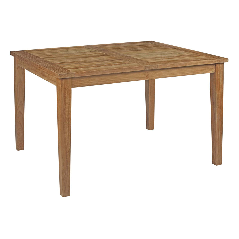 Marina 5 Piece Outdoor Patio Teak Outdoor Dining Set in Natural White.