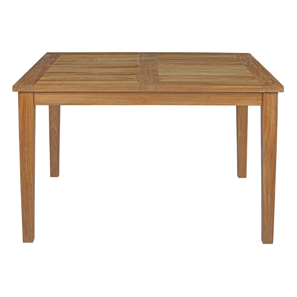 Marina 5 Piece Outdoor Patio Teak Outdoor Dining Set in Natural White.