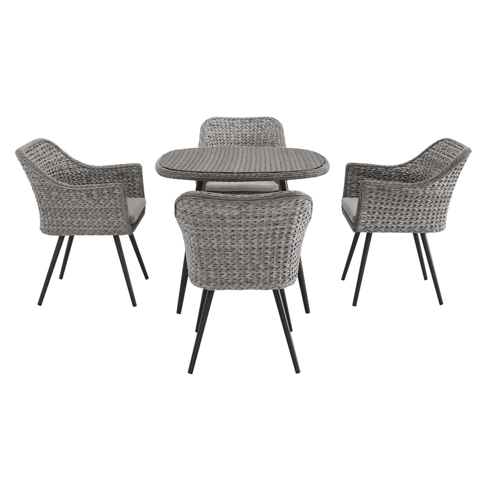 Endeavor 5 Piece Outdoor Patio Wicker Rattan Dining Set in Gray Gray.