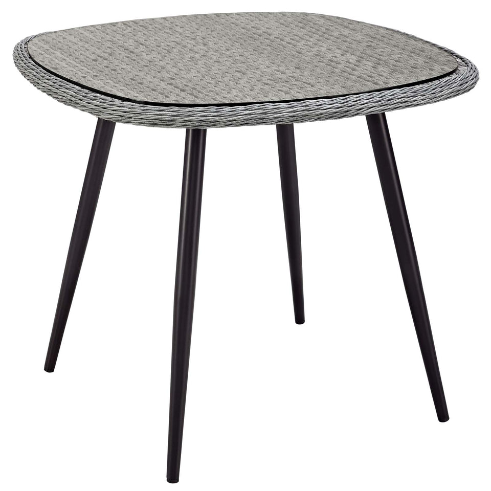 Endeavor 5 Piece Outdoor Patio Wicker Rattan Dining Set in Gray Gray.
