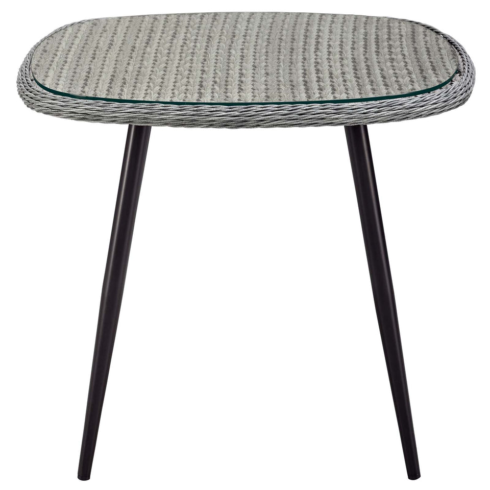 Endeavor 5 Piece Outdoor Patio Wicker Rattan Dining Set in Gray Gray.