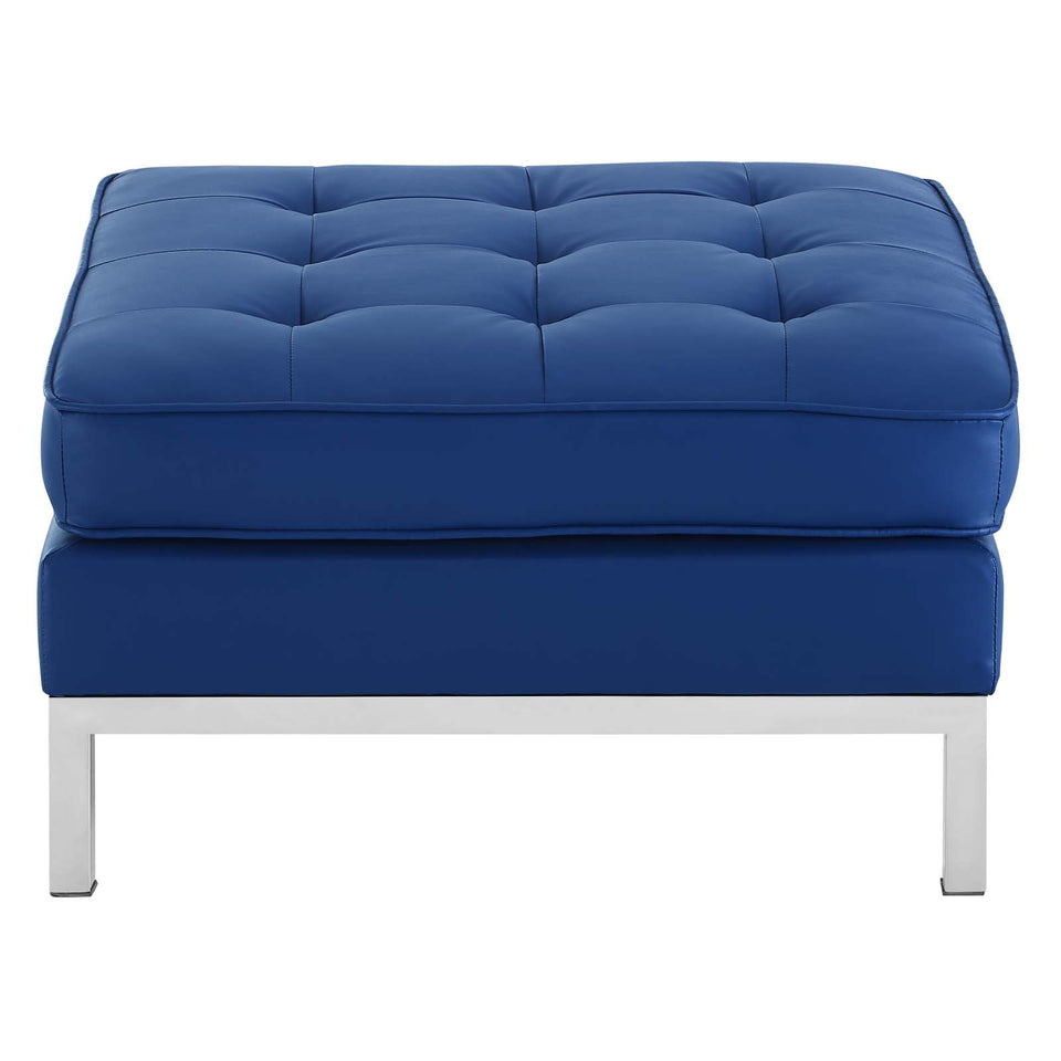 Loft Tufted Upholstered Faux Leather Ottoman.