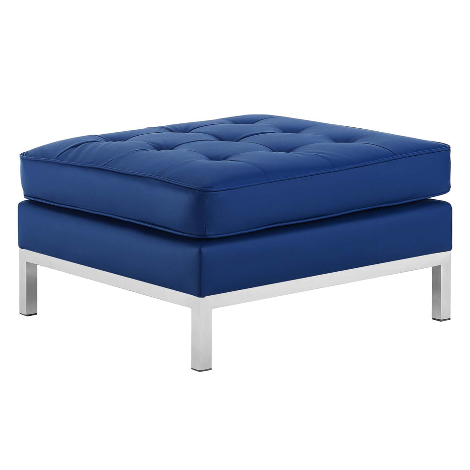 Loft Tufted Upholstered Faux Leather Ottoman.