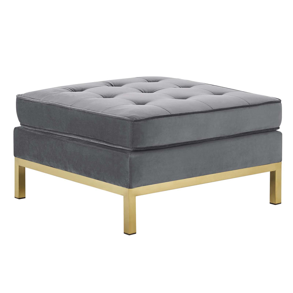Loft Gold Stainless Steel Leg Performance Velvet Ottoman.