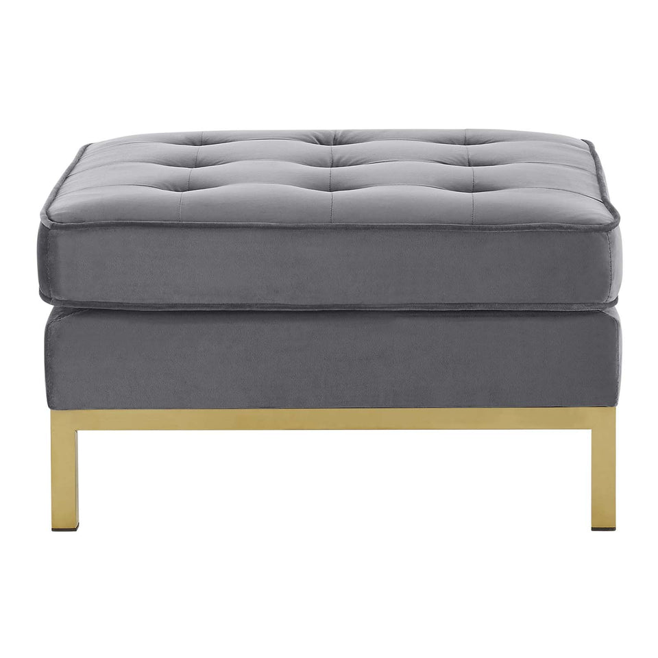 Loft Gold Stainless Steel Leg Performance Velvet Ottoman.