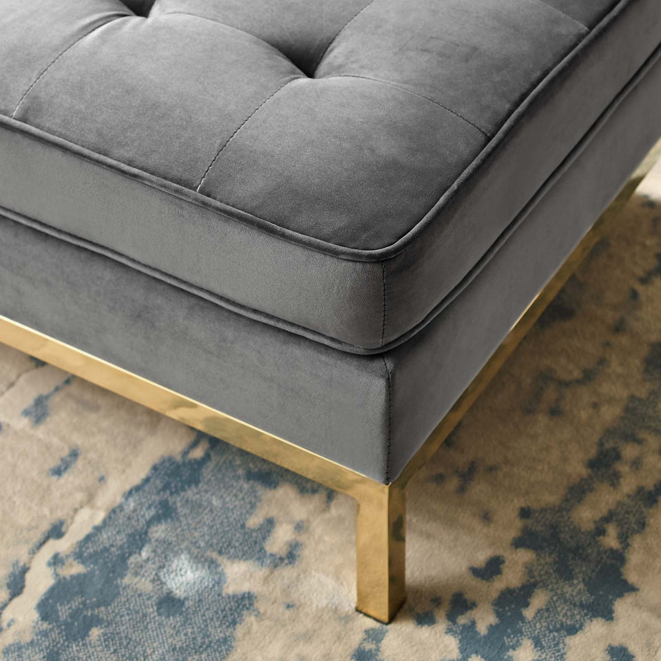 Loft Gold Stainless Steel Leg Performance Velvet Ottoman.