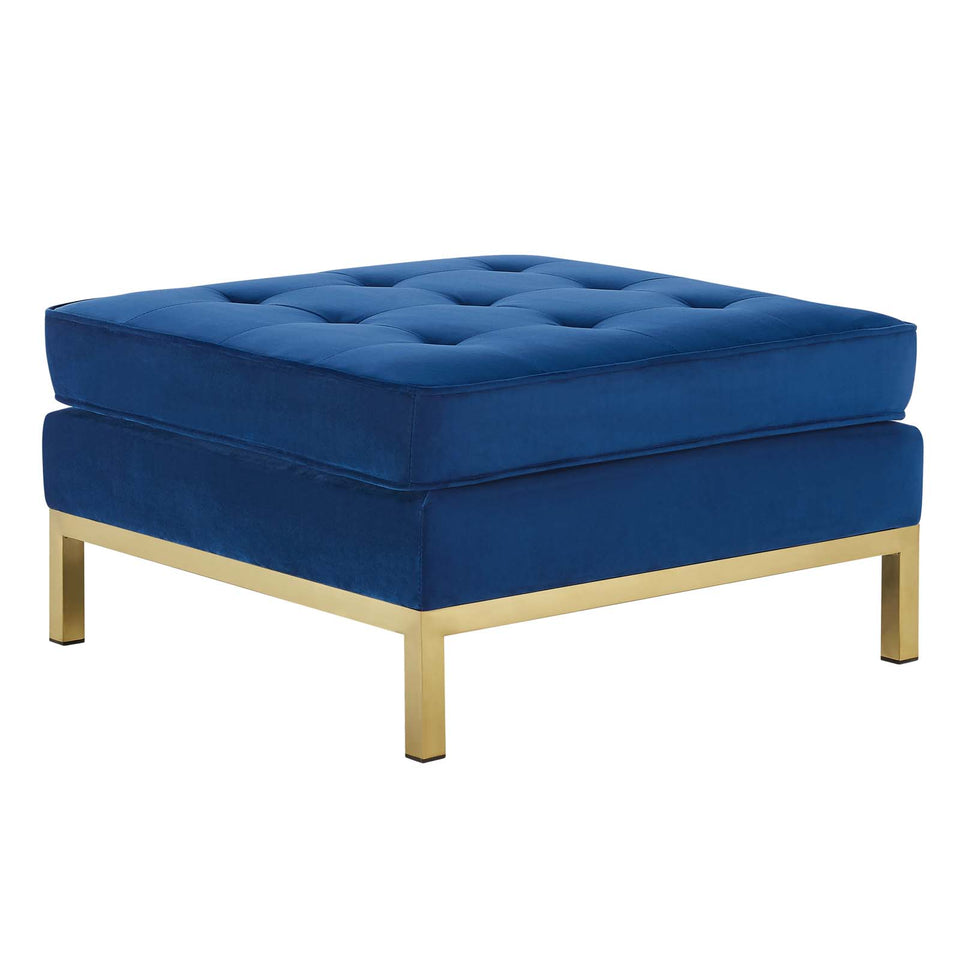 Loft Gold Stainless Steel Leg Performance Velvet Ottoman.