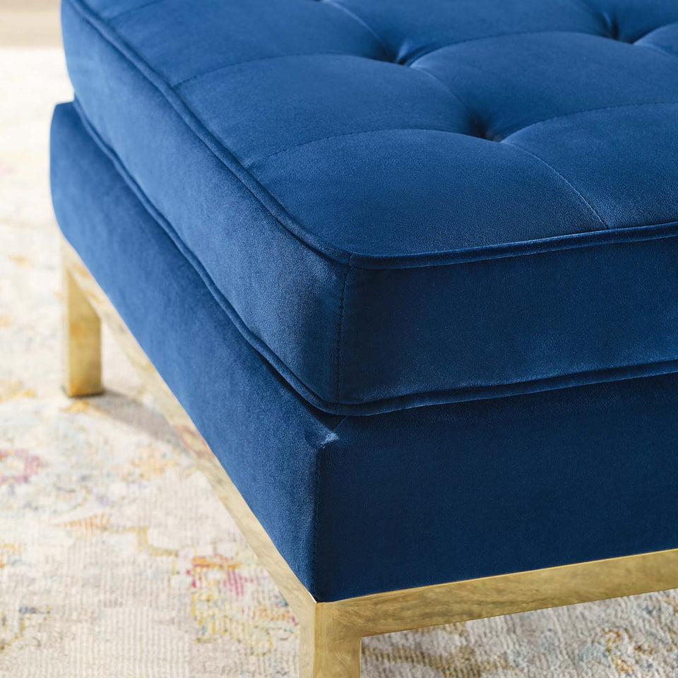 Loft Gold Stainless Steel Leg Performance Velvet Ottoman.