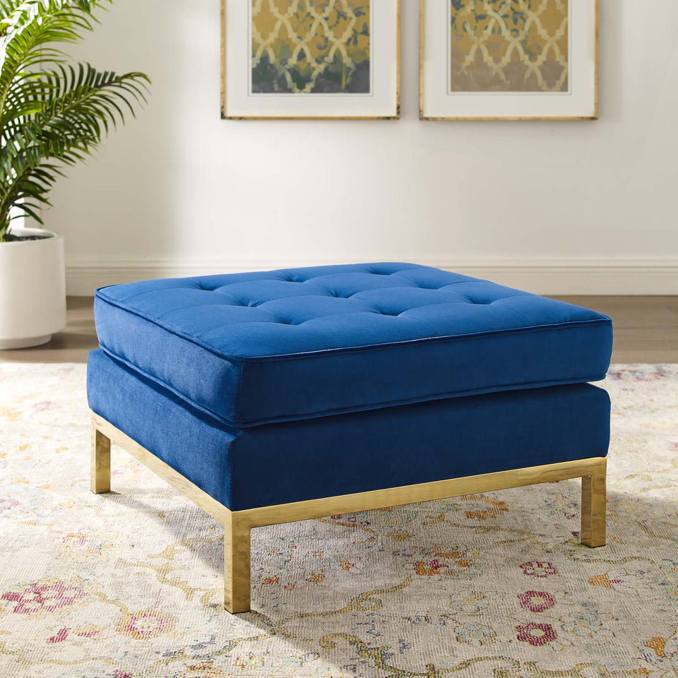 Loft Gold Stainless Steel Leg Performance Velvet Ottoman.