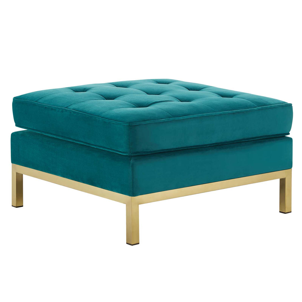 Loft Gold Stainless Steel Leg Performance Velvet Ottoman.
