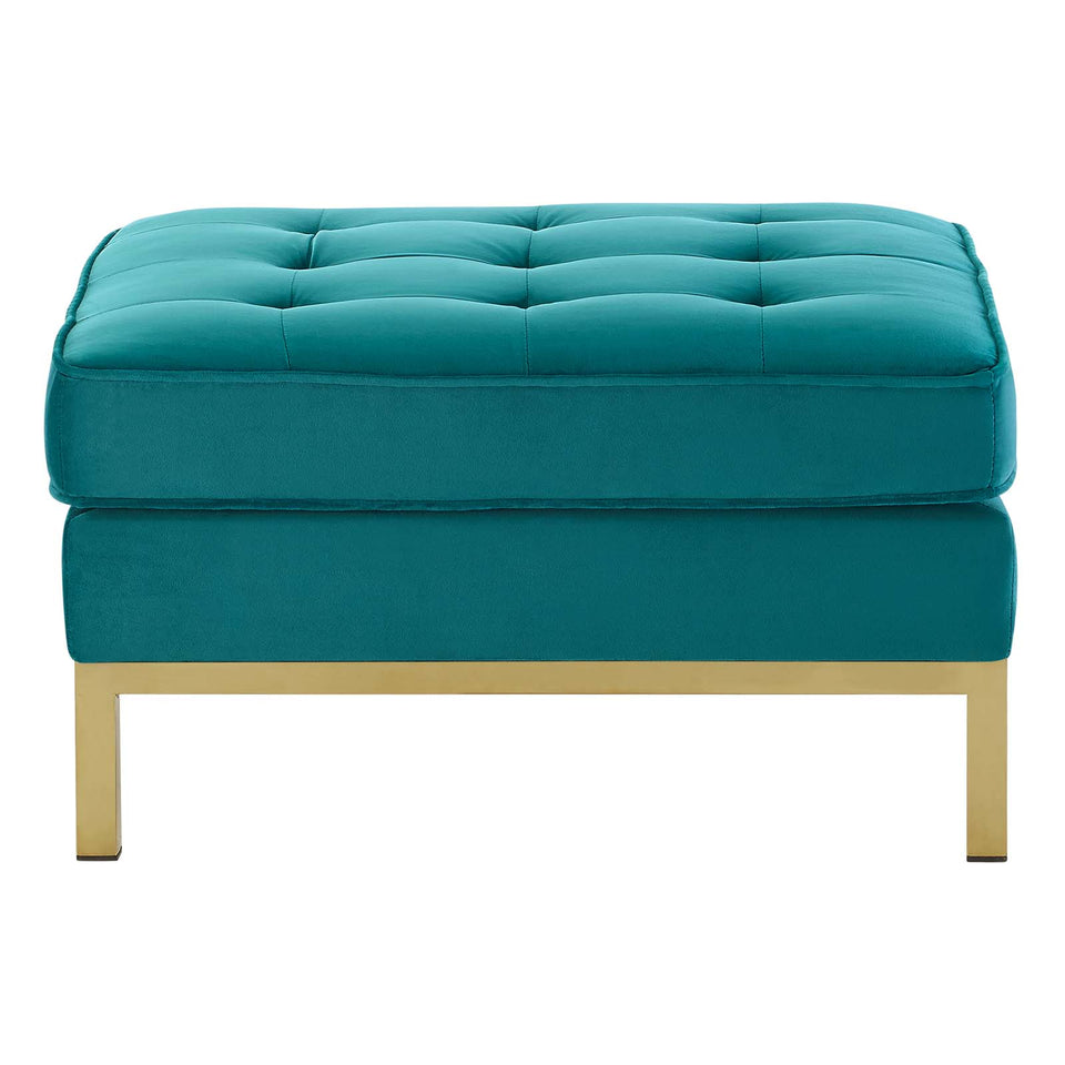 Loft Gold Stainless Steel Leg Performance Velvet Ottoman.