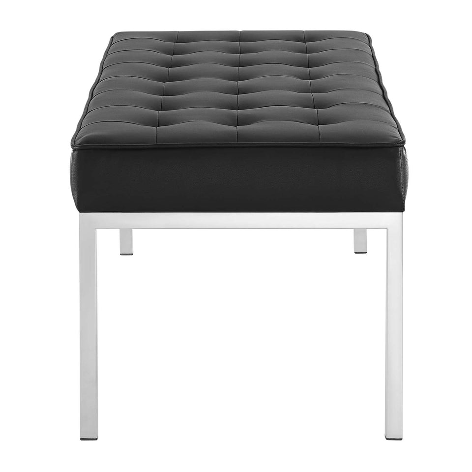 Loft Tufted Large Upholstered Faux Leather Bench.