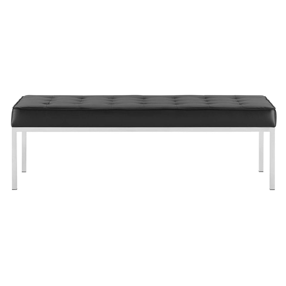 Loft Tufted Large Upholstered Faux Leather Bench.