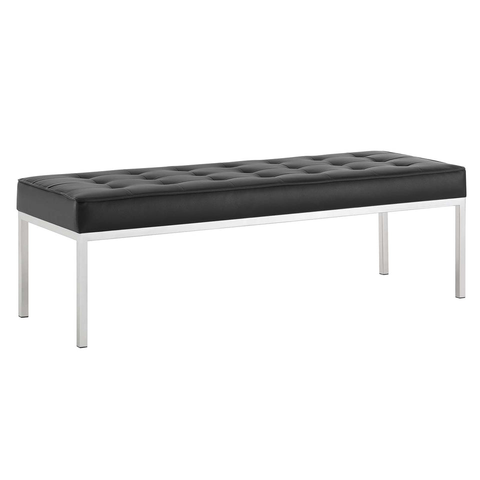 Loft Tufted Large Upholstered Faux Leather Bench.