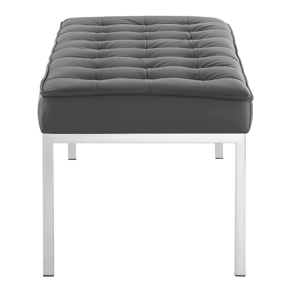 Loft Tufted Large Upholstered Faux Leather Bench.