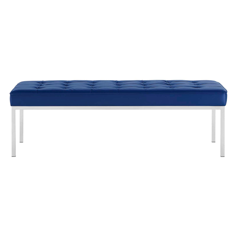Loft Tufted Large Upholstered Faux Leather Bench.