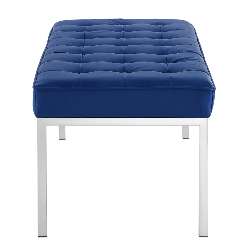 Loft Tufted Large Upholstered Faux Leather Bench.