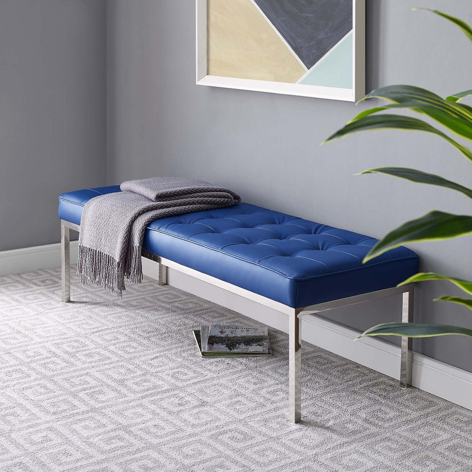 Loft Tufted Large Upholstered Faux Leather Bench.