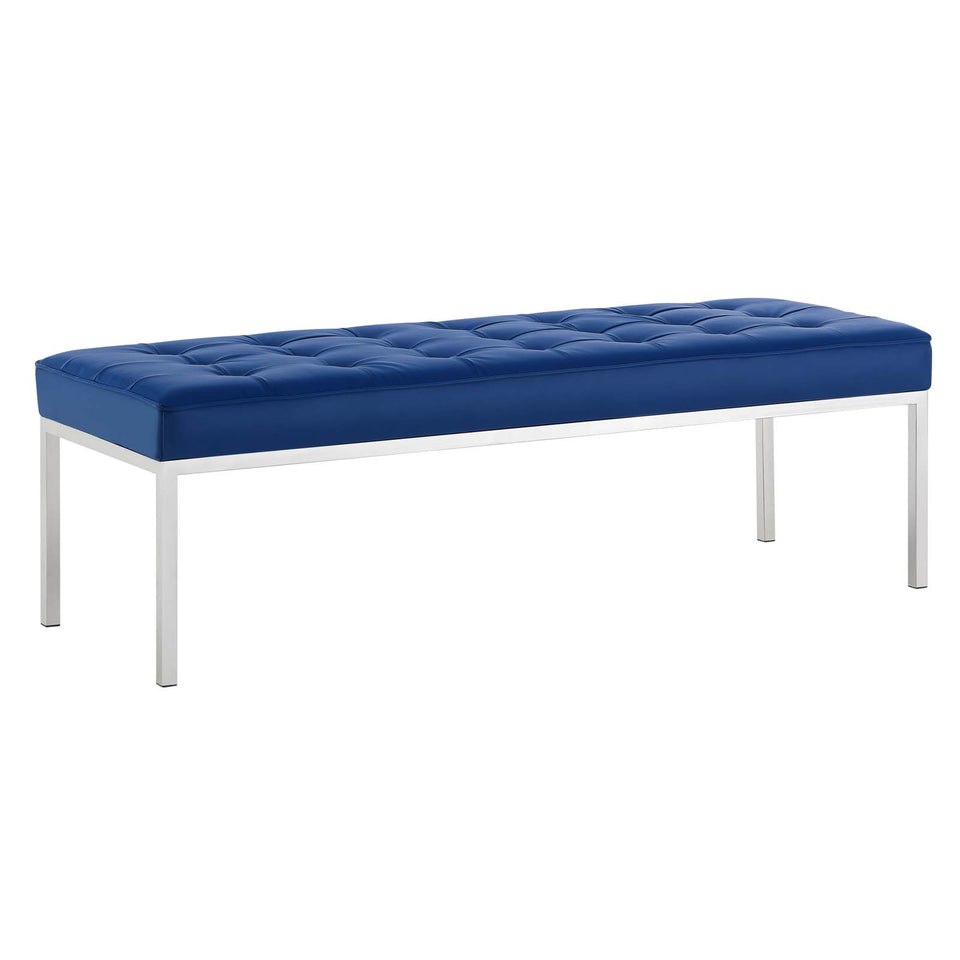 Loft Tufted Large Upholstered Faux Leather Bench.