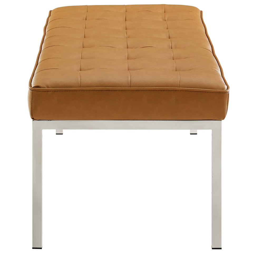 Loft Tufted Large Upholstered Faux Leather Bench.