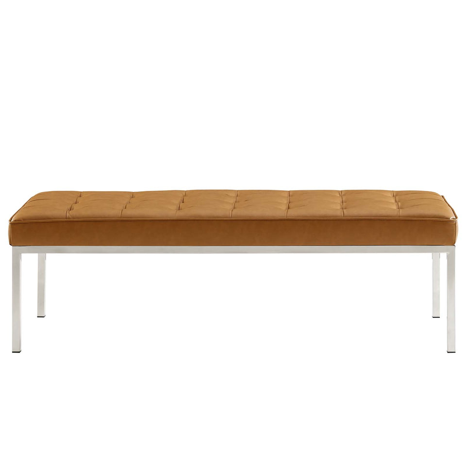 Loft Tufted Large Upholstered Faux Leather Bench.
