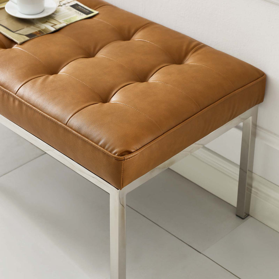 Loft Tufted Large Upholstered Faux Leather Bench.