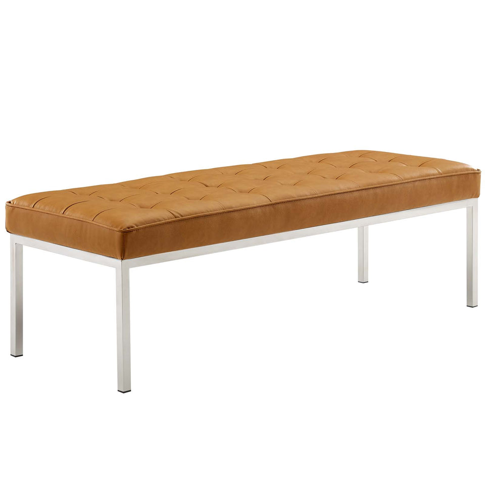 Loft Tufted Large Upholstered Faux Leather Bench.