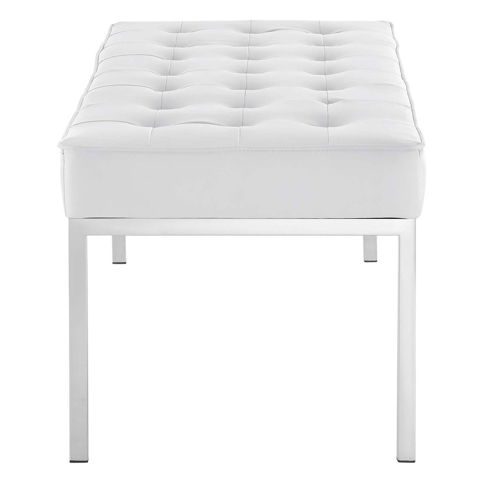 Loft Tufted Large Upholstered Faux Leather Bench.