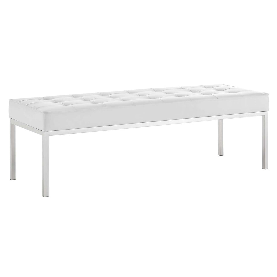 Loft Tufted Large Upholstered Faux Leather Bench.