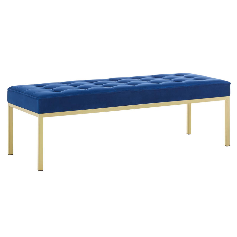 Loft Gold Stainless Steel Leg Large Performance Velvet Bench in Gold.