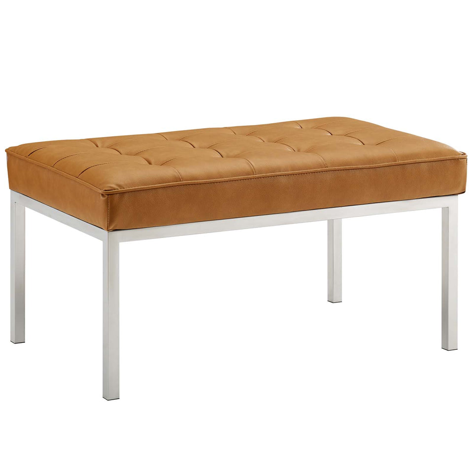 Loft Tufted Medium Upholstered Faux Leather Bench.