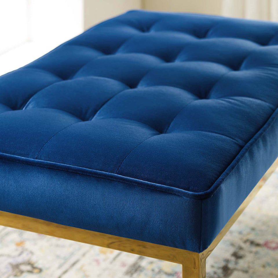 Loft Gold Stainless Steel Leg Medium Performance Velvet Bench in Gold.