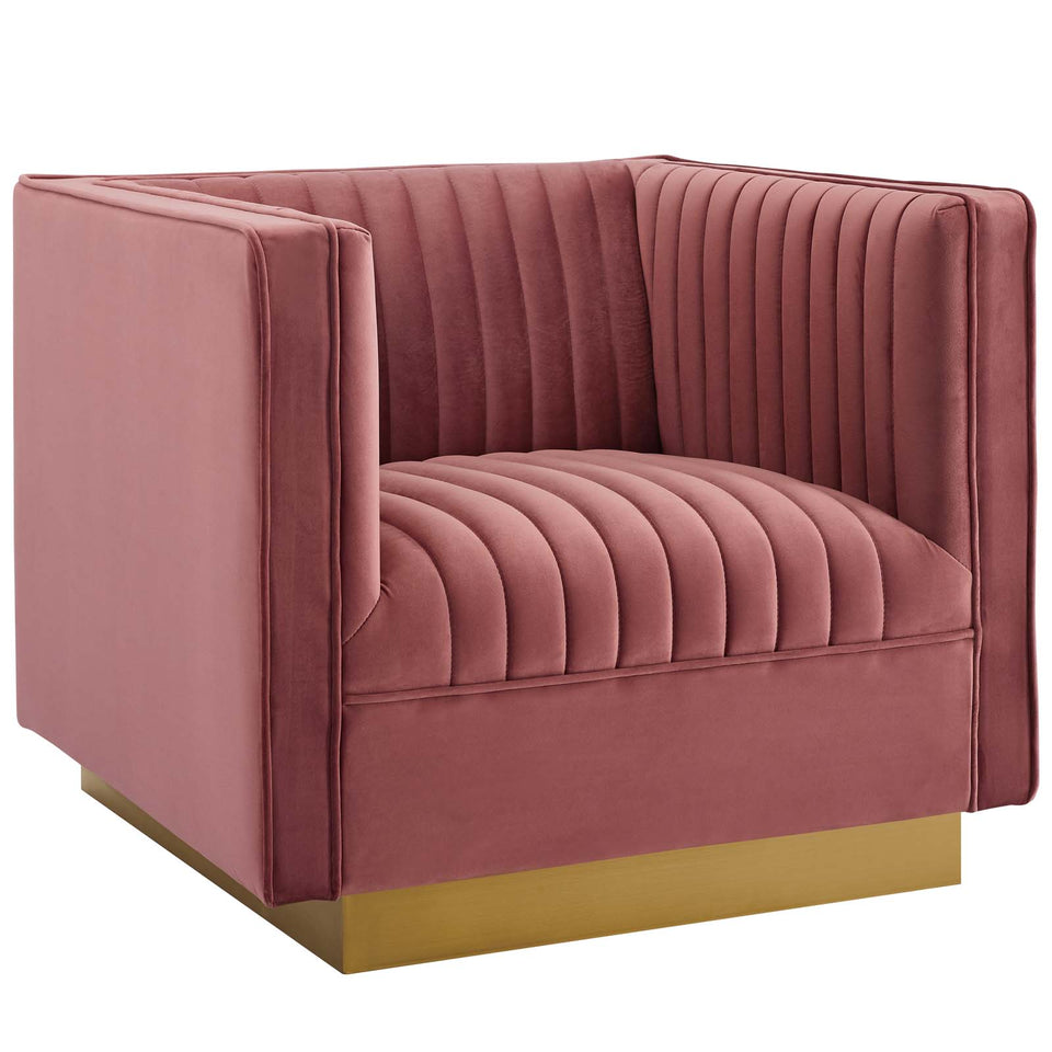 Sanguine Vertical Channel Tufted Accent Performance Velvet Armchair.
