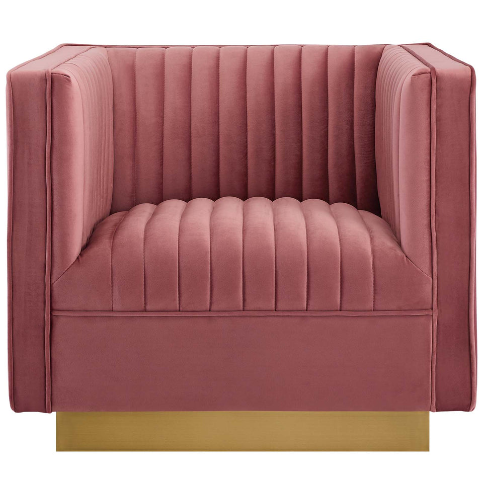 Sanguine Vertical Channel Tufted Accent Performance Velvet Armchair.
