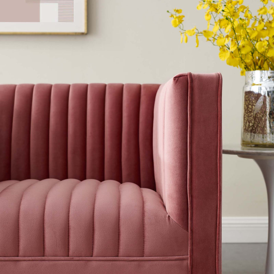 Sanguine Vertical Channel Tufted Accent Performance Velvet Armchair.