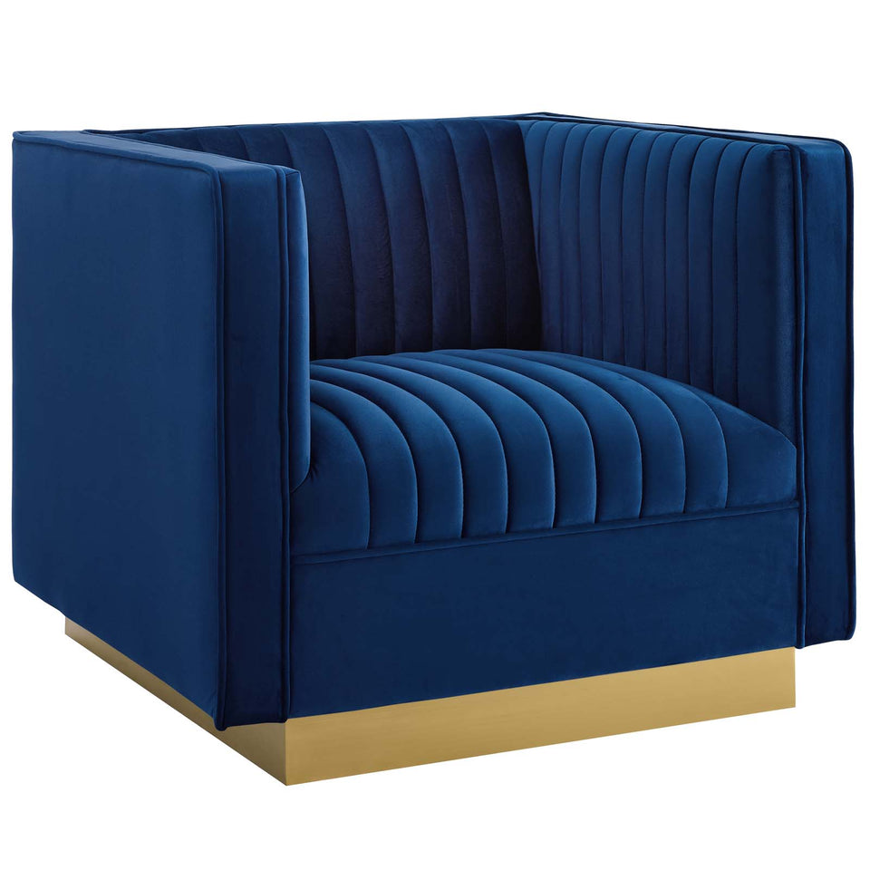 Sanguine Vertical Channel Tufted Accent Performance Velvet Armchair.