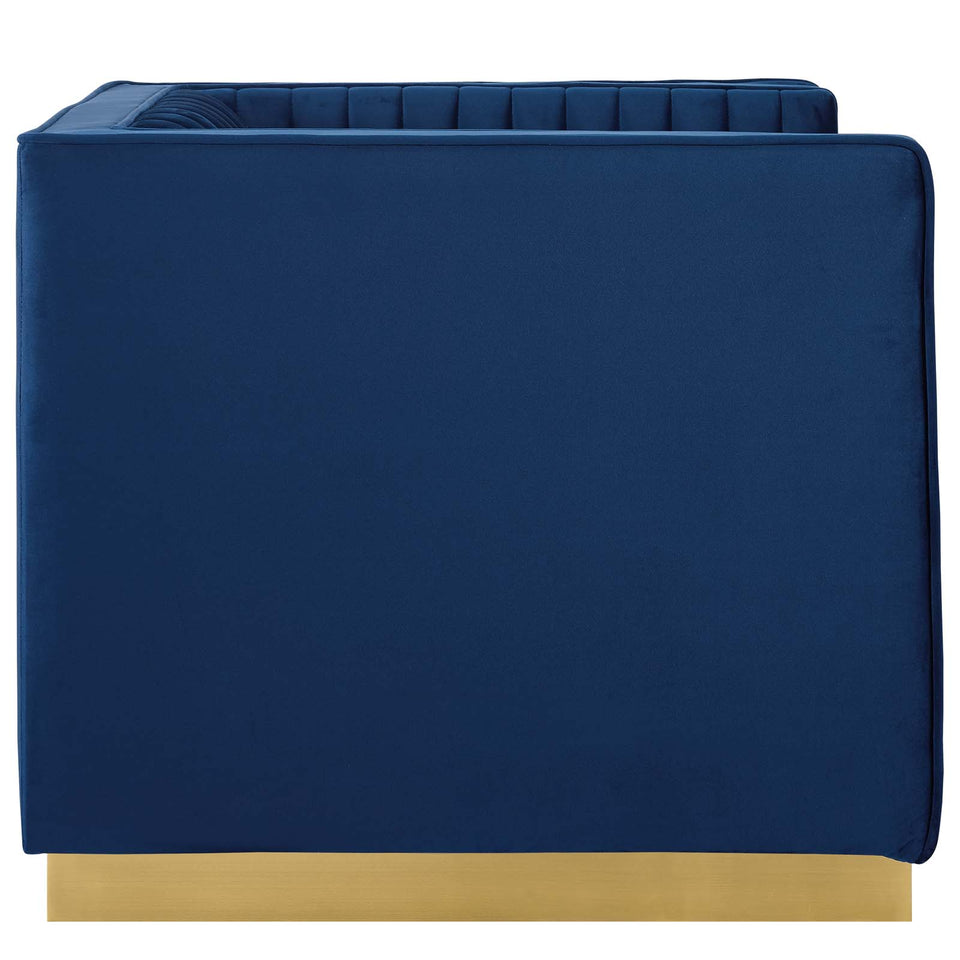 Sanguine Vertical Channel Tufted Accent Performance Velvet Armchair.