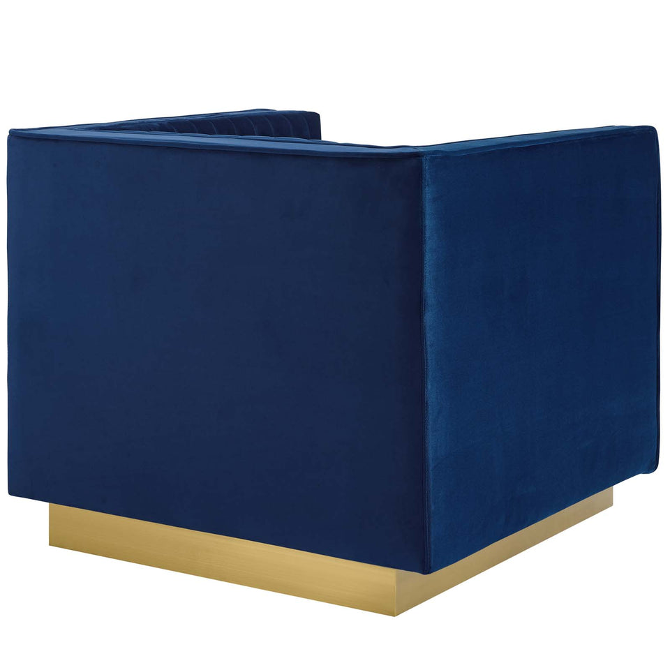 Sanguine Vertical Channel Tufted Accent Performance Velvet Armchair.