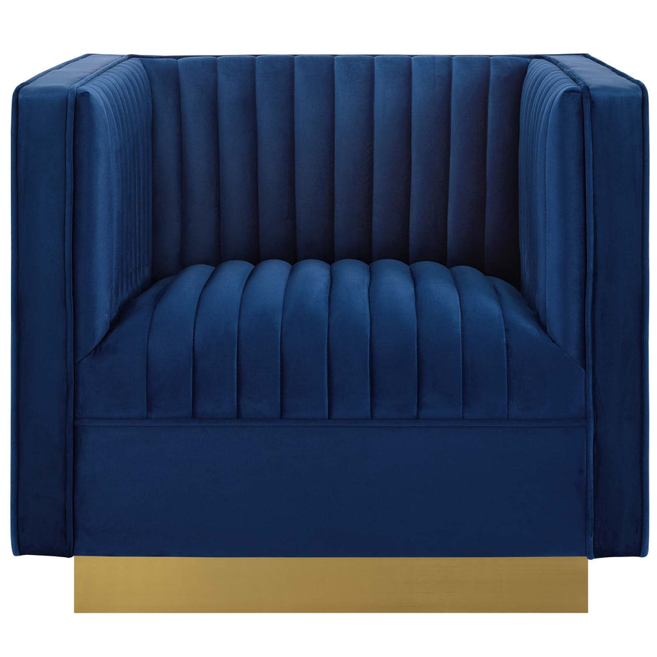 Sanguine Vertical Channel Tufted Accent Performance Velvet Armchair.