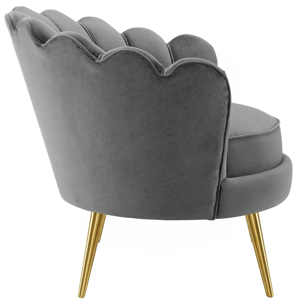 Admire Scalloped Edge Performance Velvet Accent Armchair.