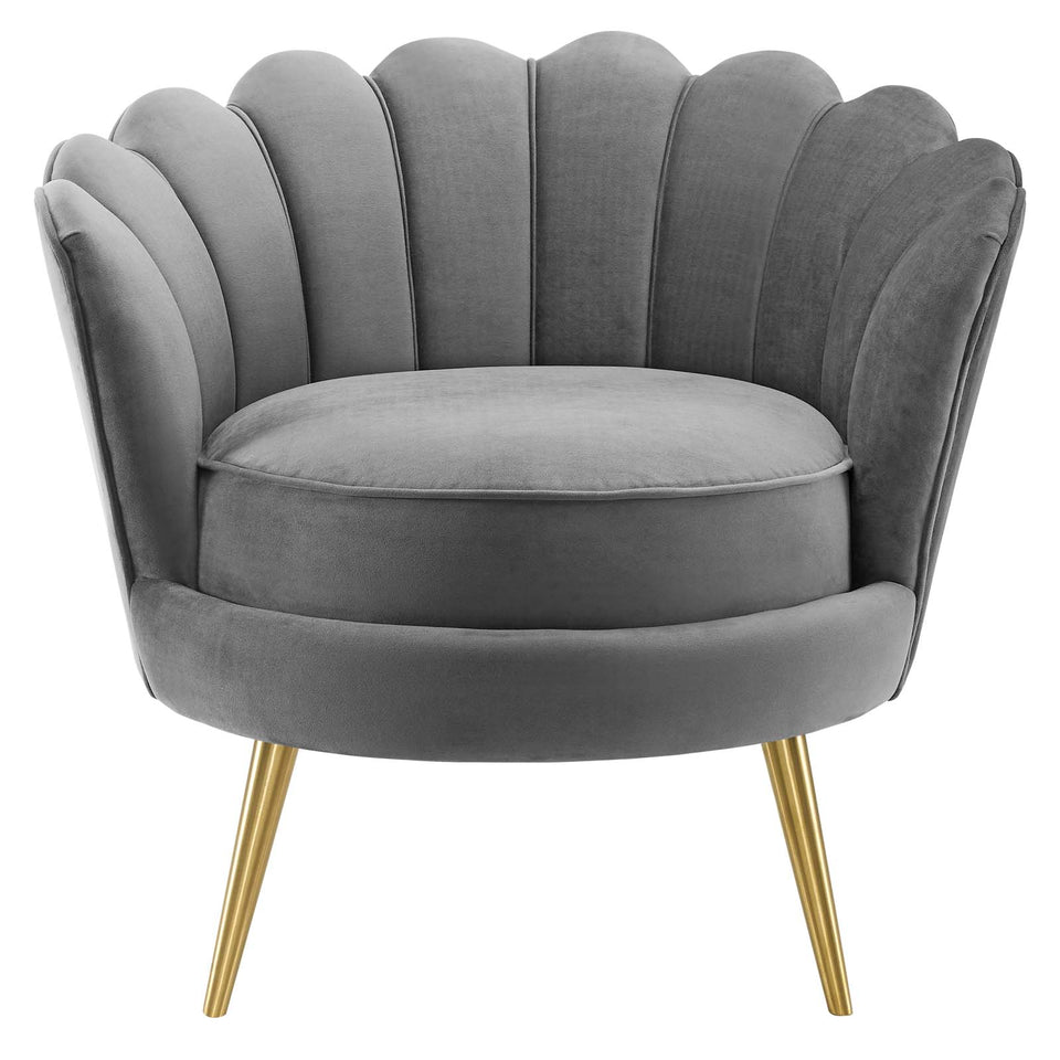Admire Scalloped Edge Performance Velvet Accent Armchair.