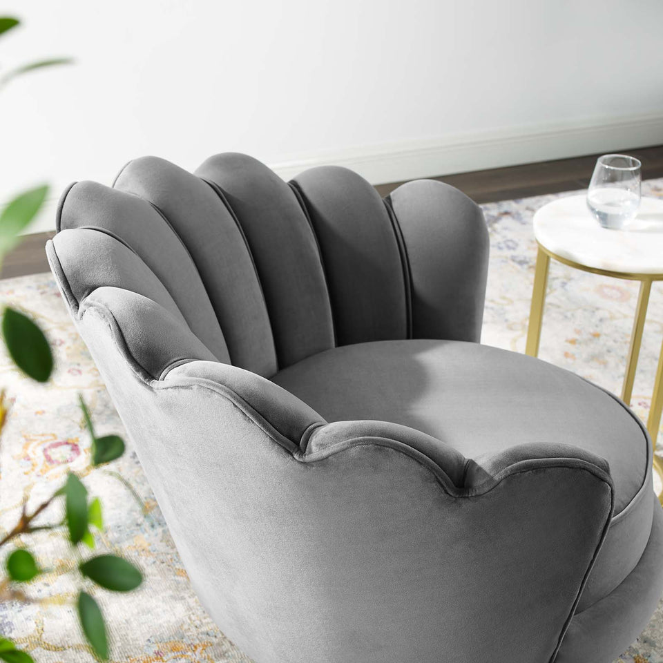 Admire Scalloped Edge Performance Velvet Accent Armchair.