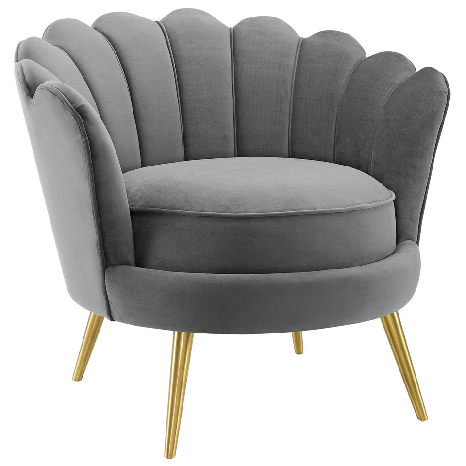 Admire Scalloped Edge Performance Velvet Accent Armchair.