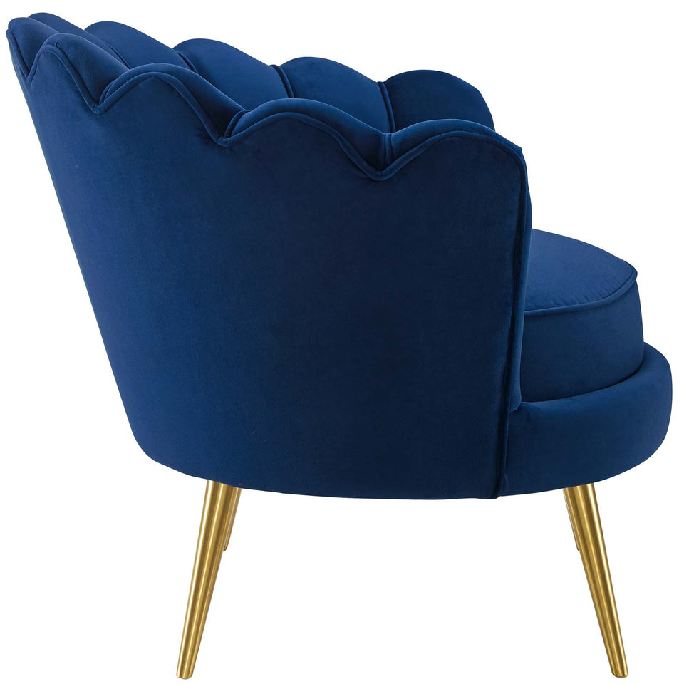 Admire Scalloped Edge Performance Velvet Accent Armchair.