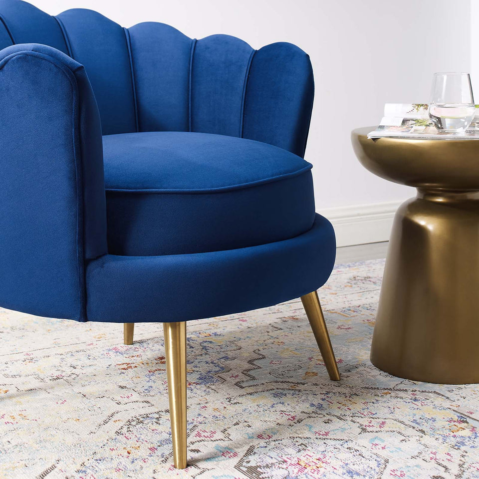 Admire Scalloped Edge Performance Velvet Accent Armchair.
