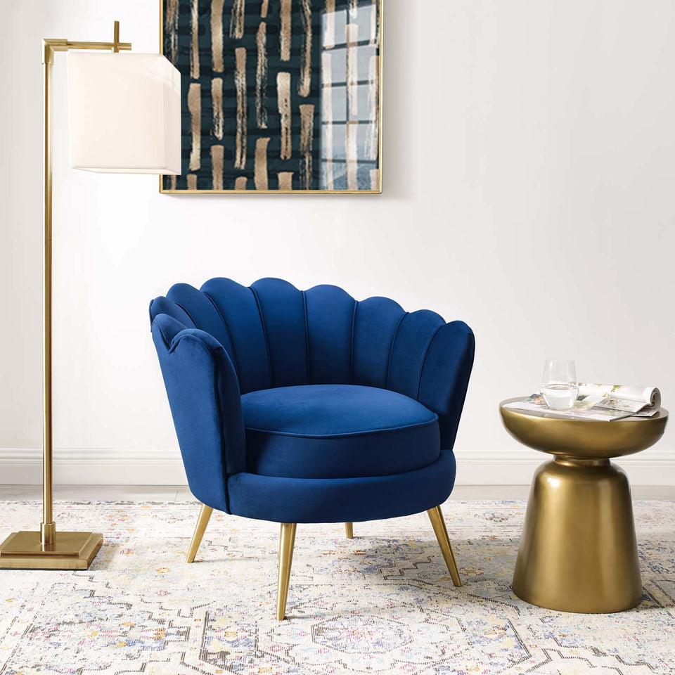 Admire Scalloped Edge Performance Velvet Accent Armchair.