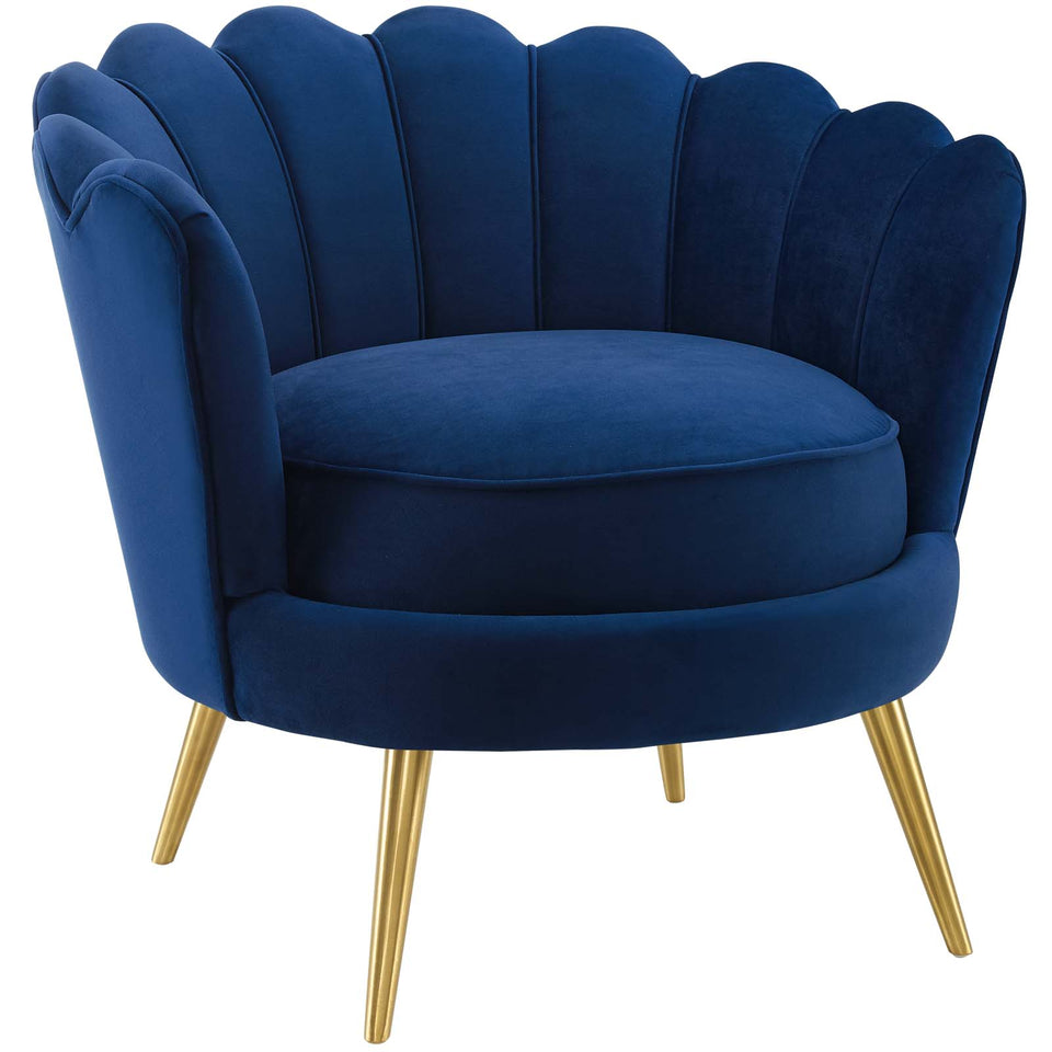 Admire Scalloped Edge Performance Velvet Accent Armchair.